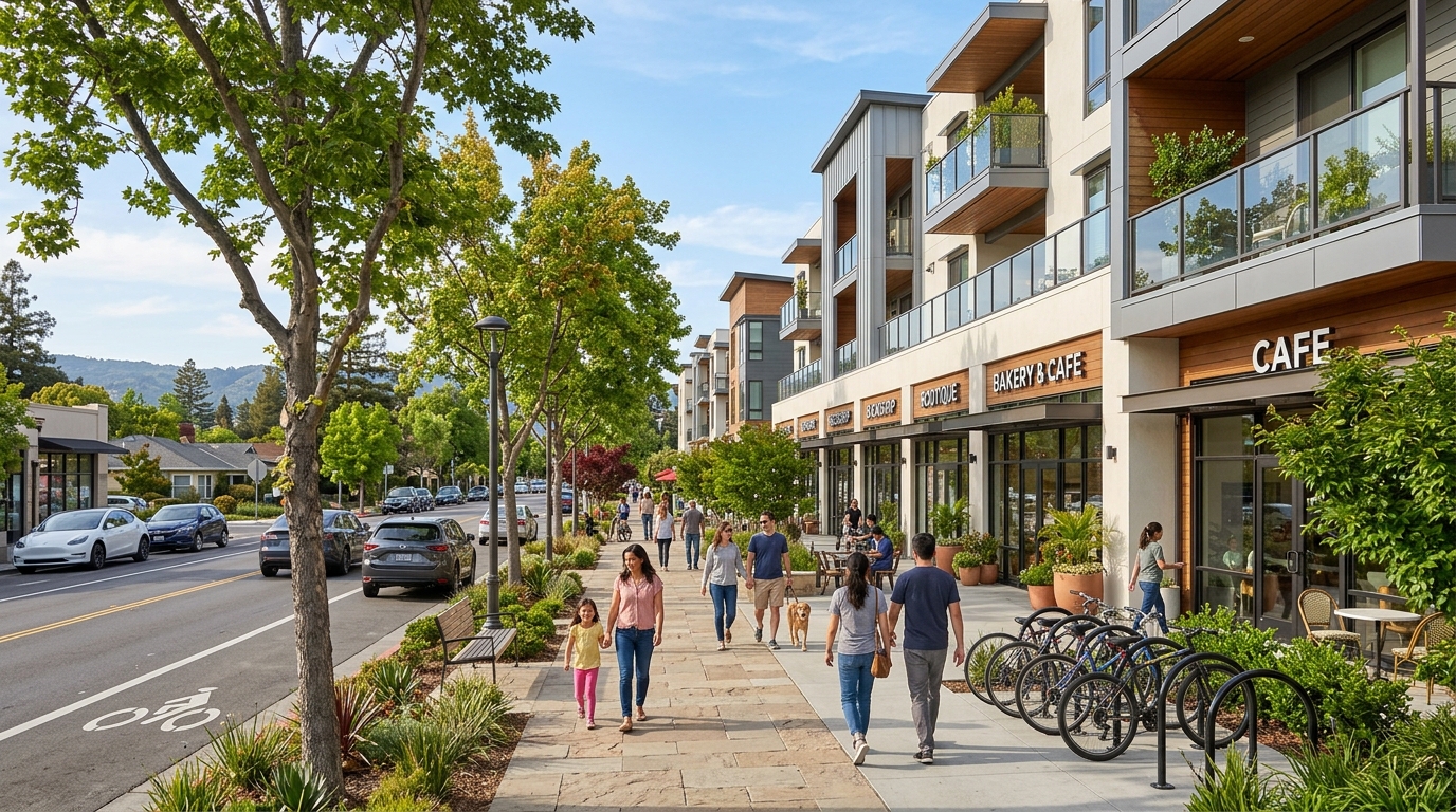 Mixed-use Village Center development in Sunnyvale California